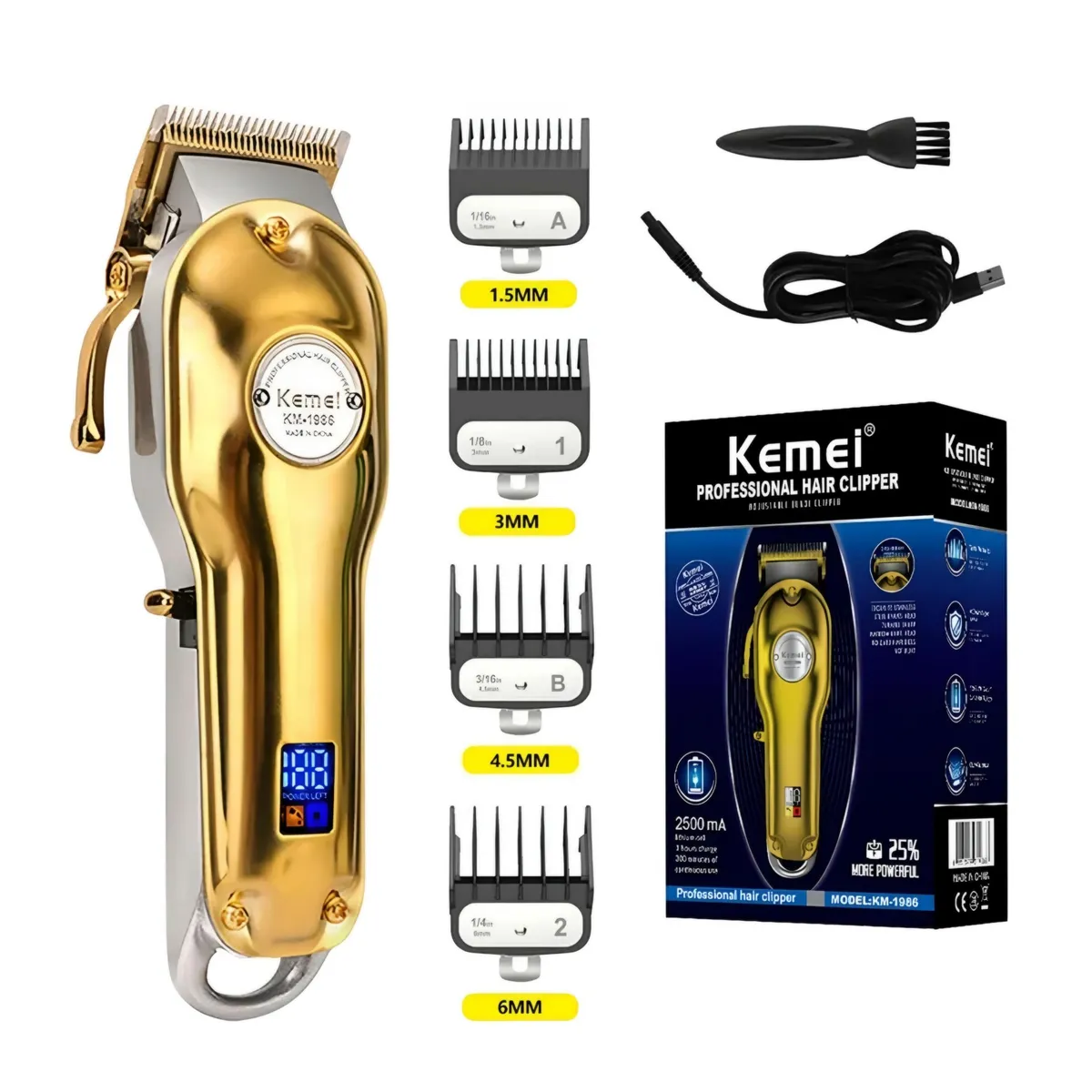 KEMEI - Máquina de cortar cabello profesional Kemei km-1986