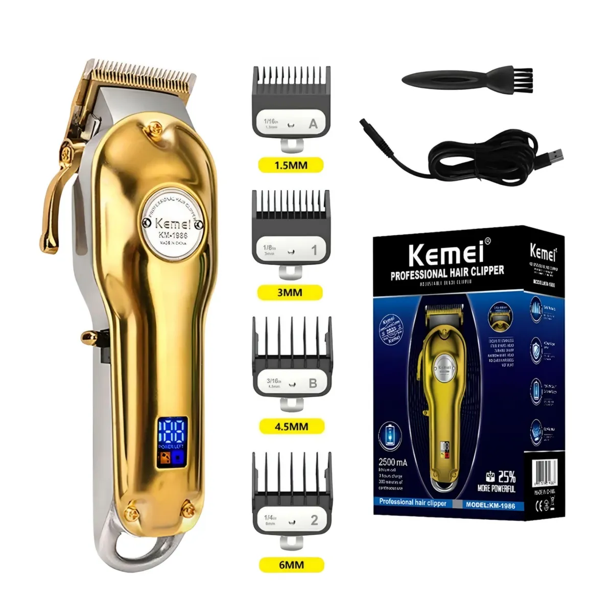 KEMEI - Máquina de cortar cabello profesional Kemei km-1986