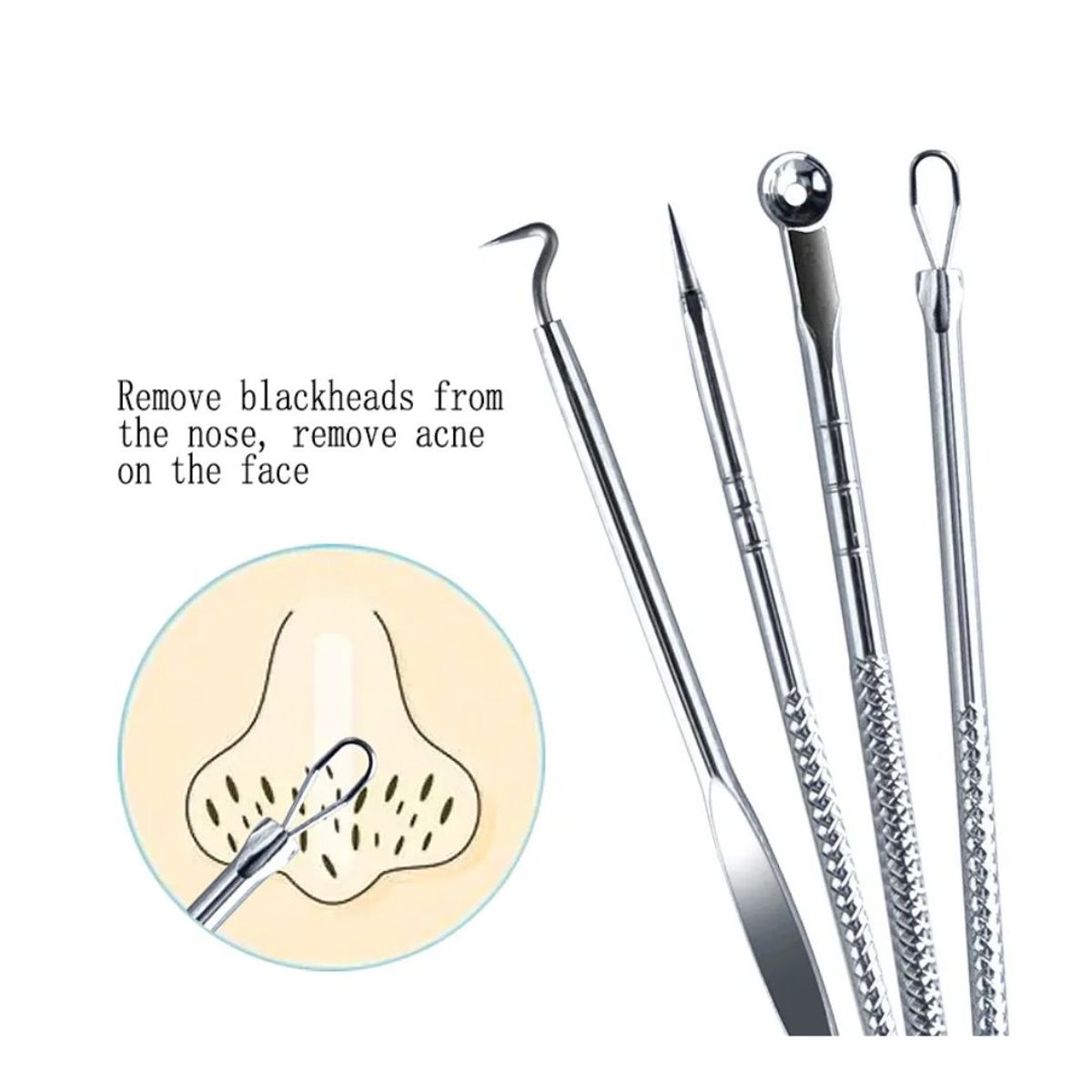 GENERICO - Kit Saca espinillas de acero inoxidable para eliminar puntos negros
