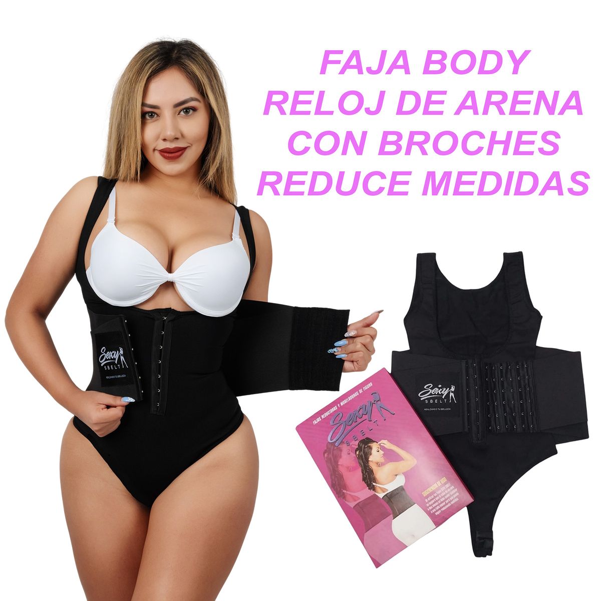 GENERICO - Faja Body Reloj de Arena con Broches Invisible Reduce Medidas
