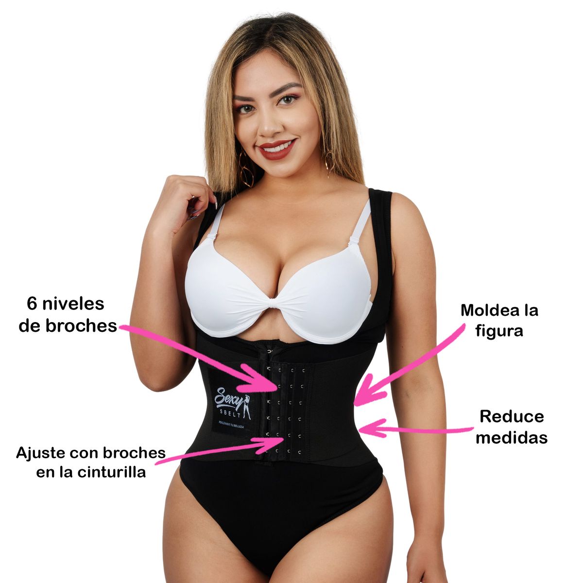 GENERICO - Faja Body Reloj de Arena con Broches Invisible Reduce Medidas