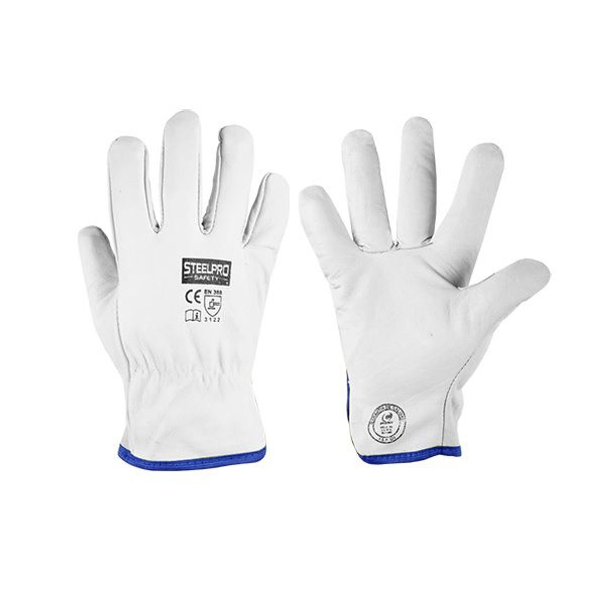 STEELPRO - GUANTE CUERO PUÑO CORTO BLANCO STEELPRO