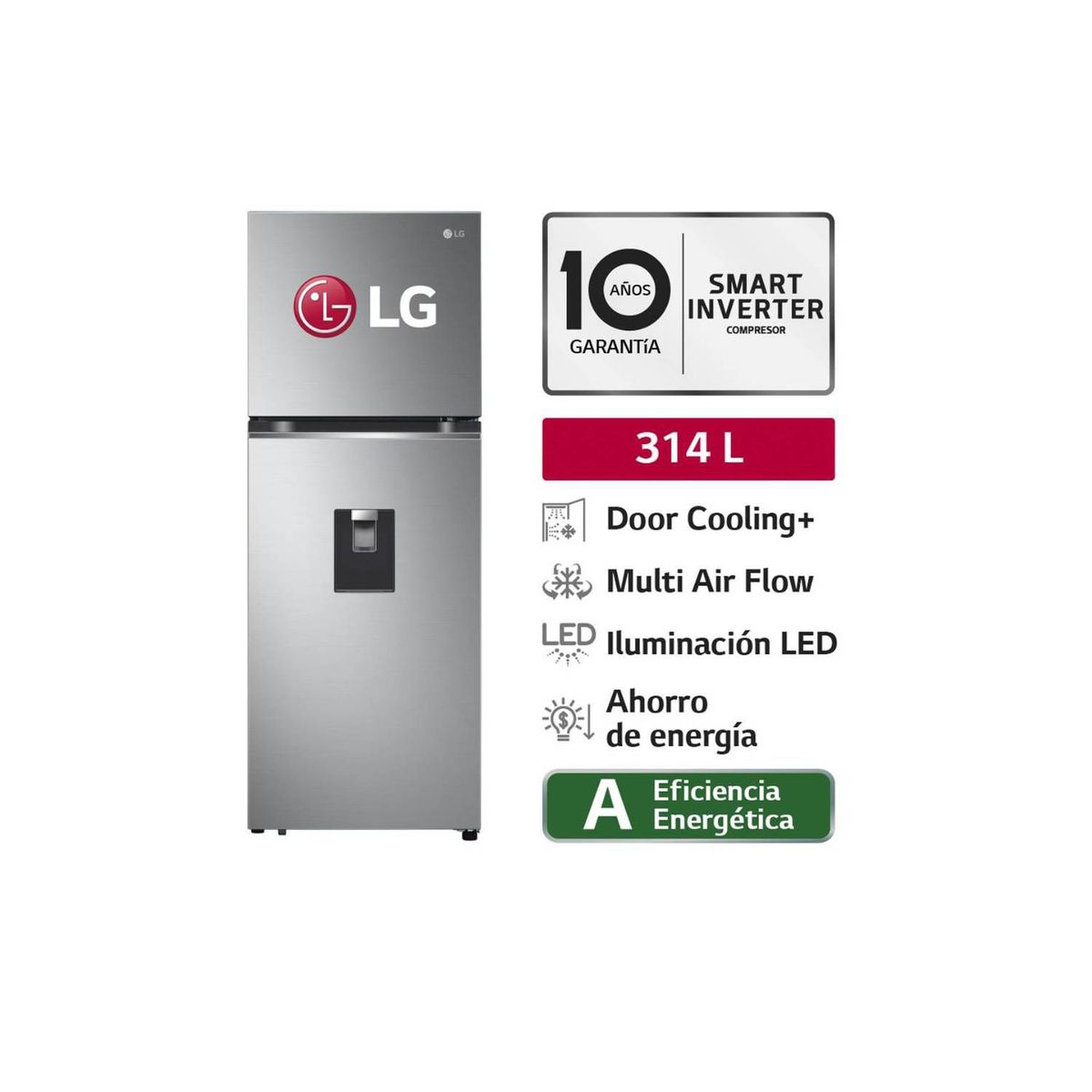 LG - Refrigeradora LG GT31WPP Top Freezer Door Cooling 314L Plateada