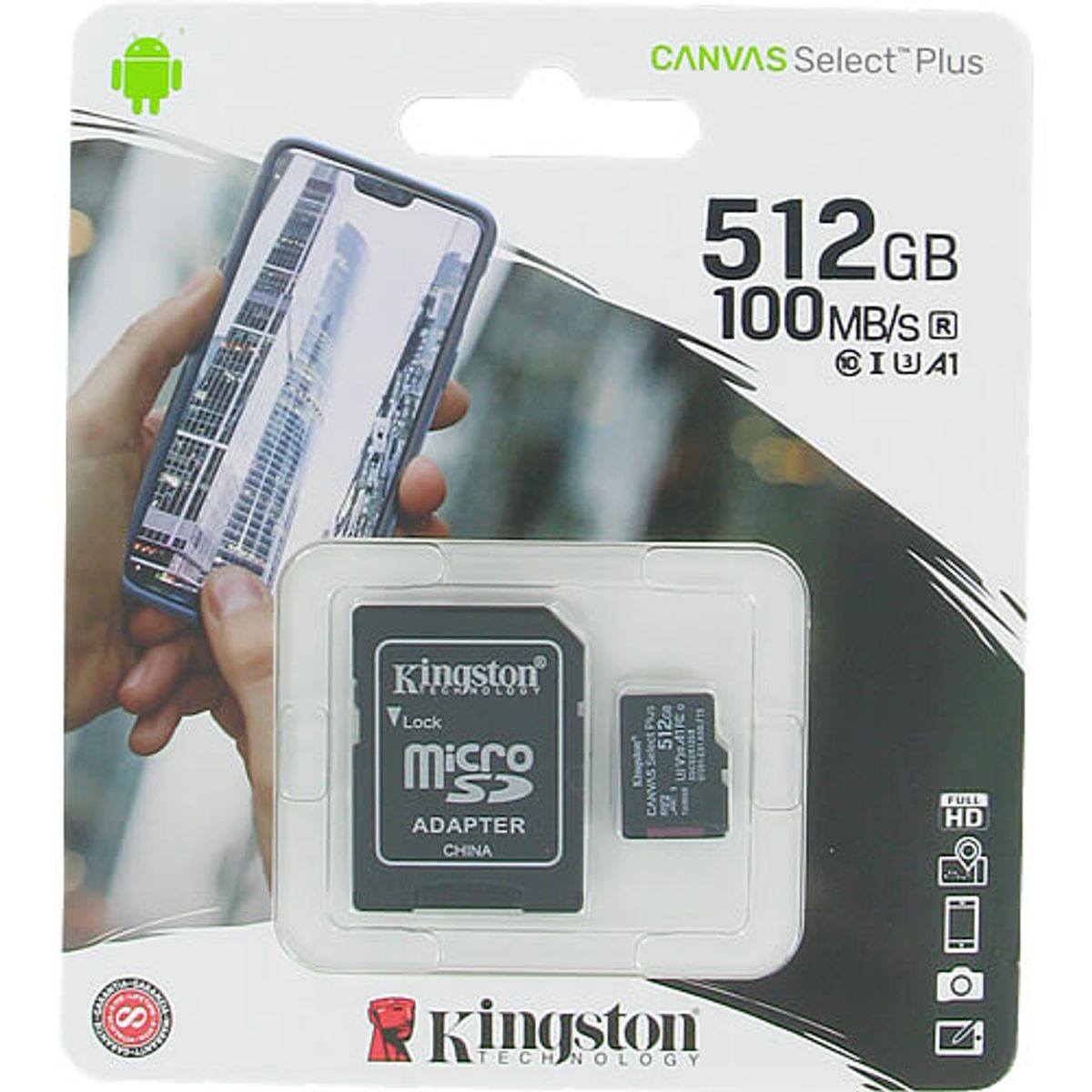 KINGSTON - Tarjeta de memoria microSD 512 Kingston Canvas Select Plus