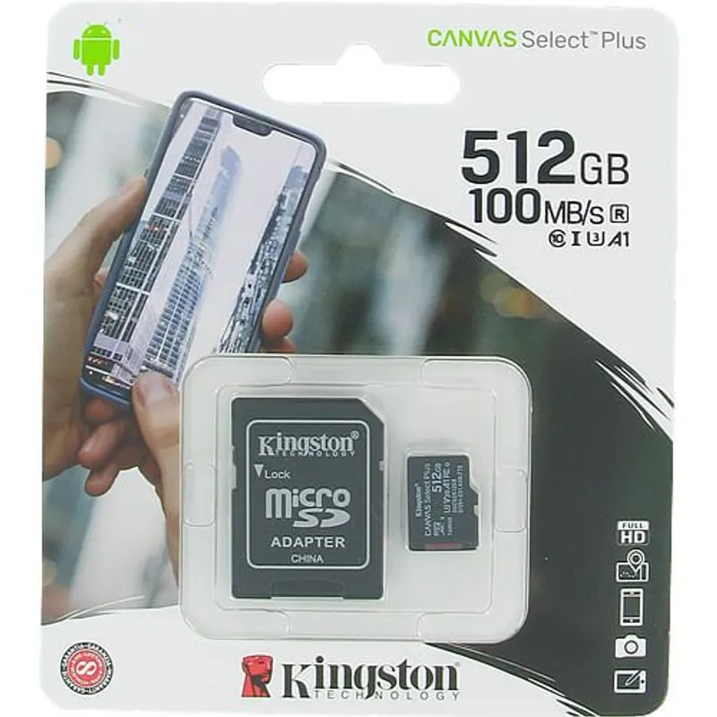 KINGSTON - Tarjeta de memoria microSD 512 Kingston Canvas Select Plus
