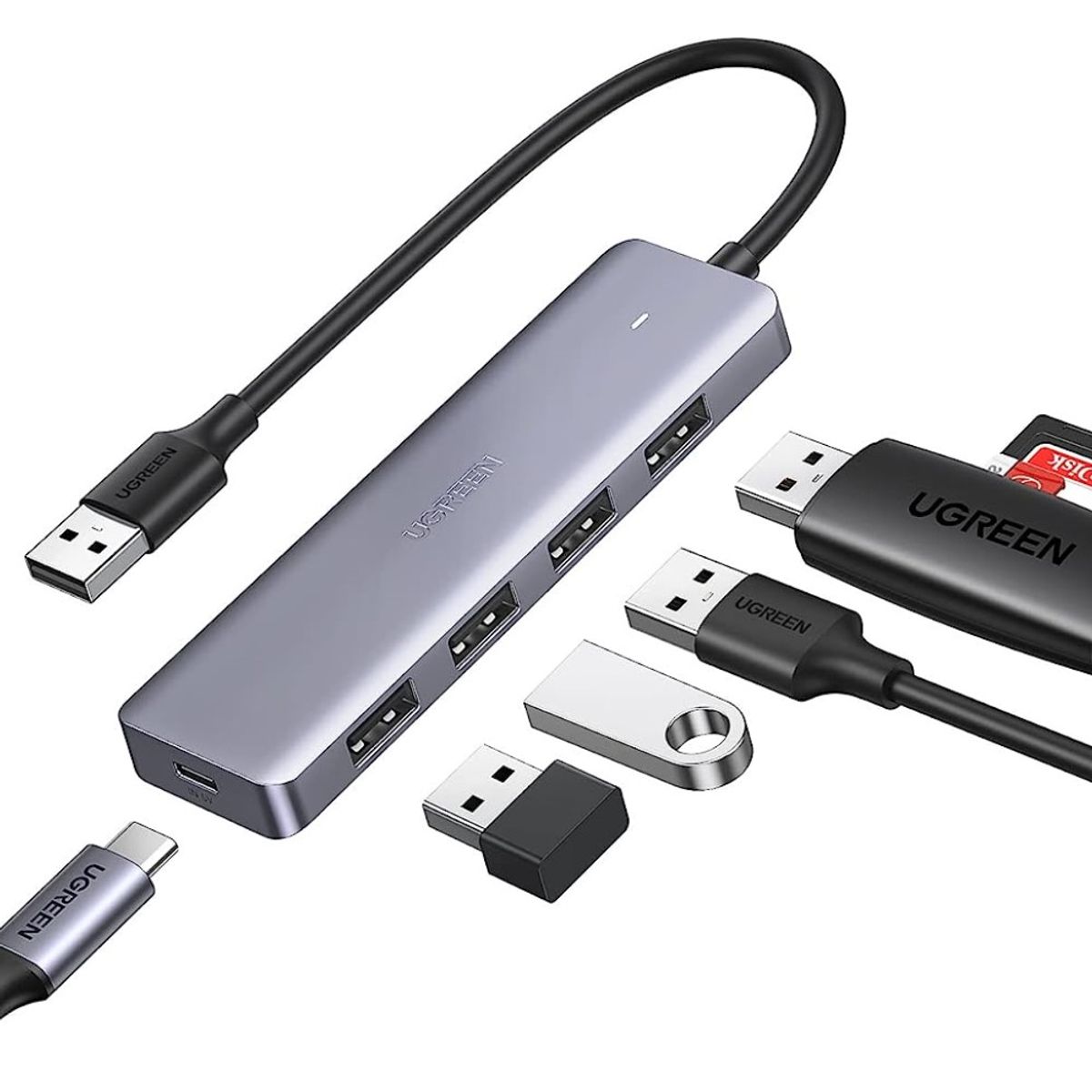 UGREEN - Ugreen Hub USB-C 4 Puertos USB-A 3.0 1 puerto Micro-USB CM219 - 70336