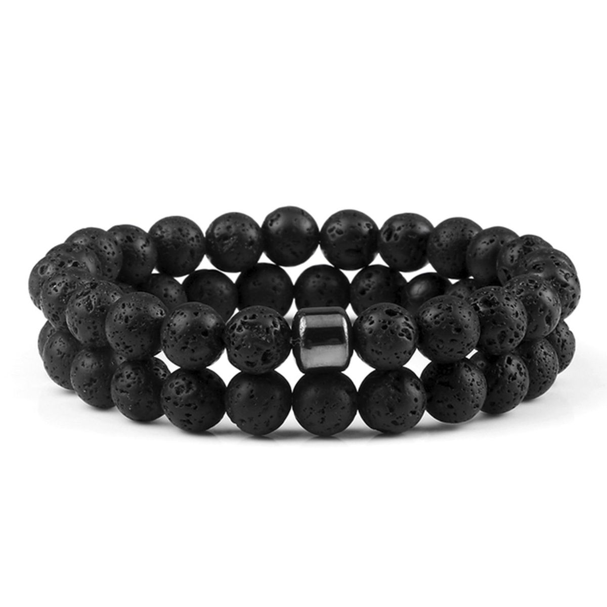 GENERICO - Pulsera Piedras Naturales Unisex Piedra Lava Hematita