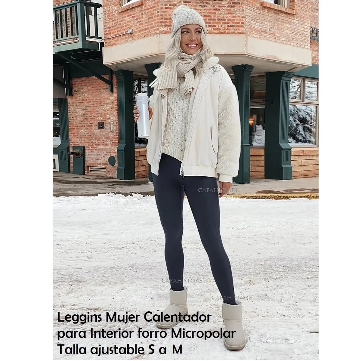OEM - LEGGINS MUJER PRETINA ALTA CALENTADOR MICROPOLAR INVIERNO VIAJE MINA