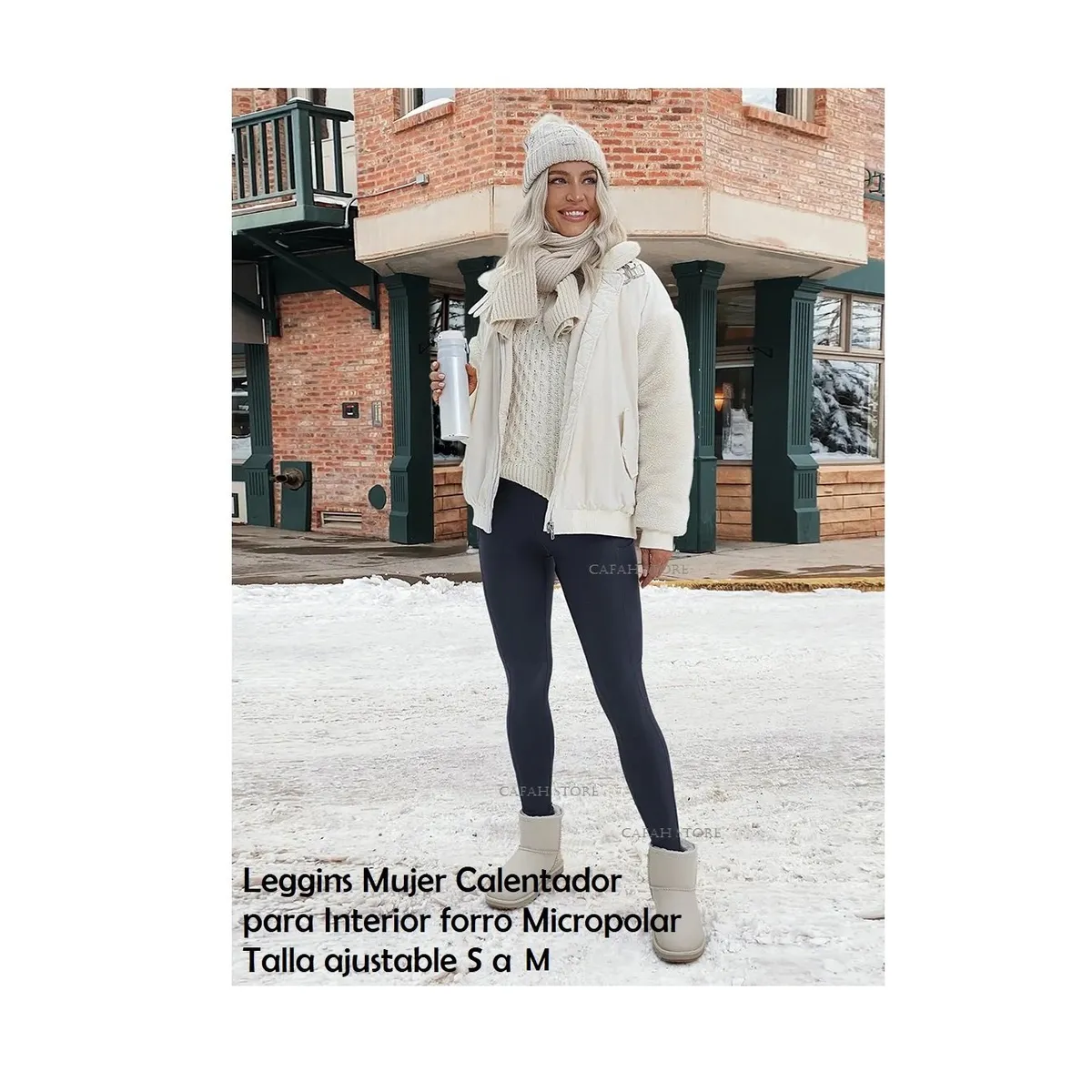 OEM - LEGGINS MUJER PRETINA ALTA CALENTADOR MICROPOLAR INVIERNO VIAJE MINA