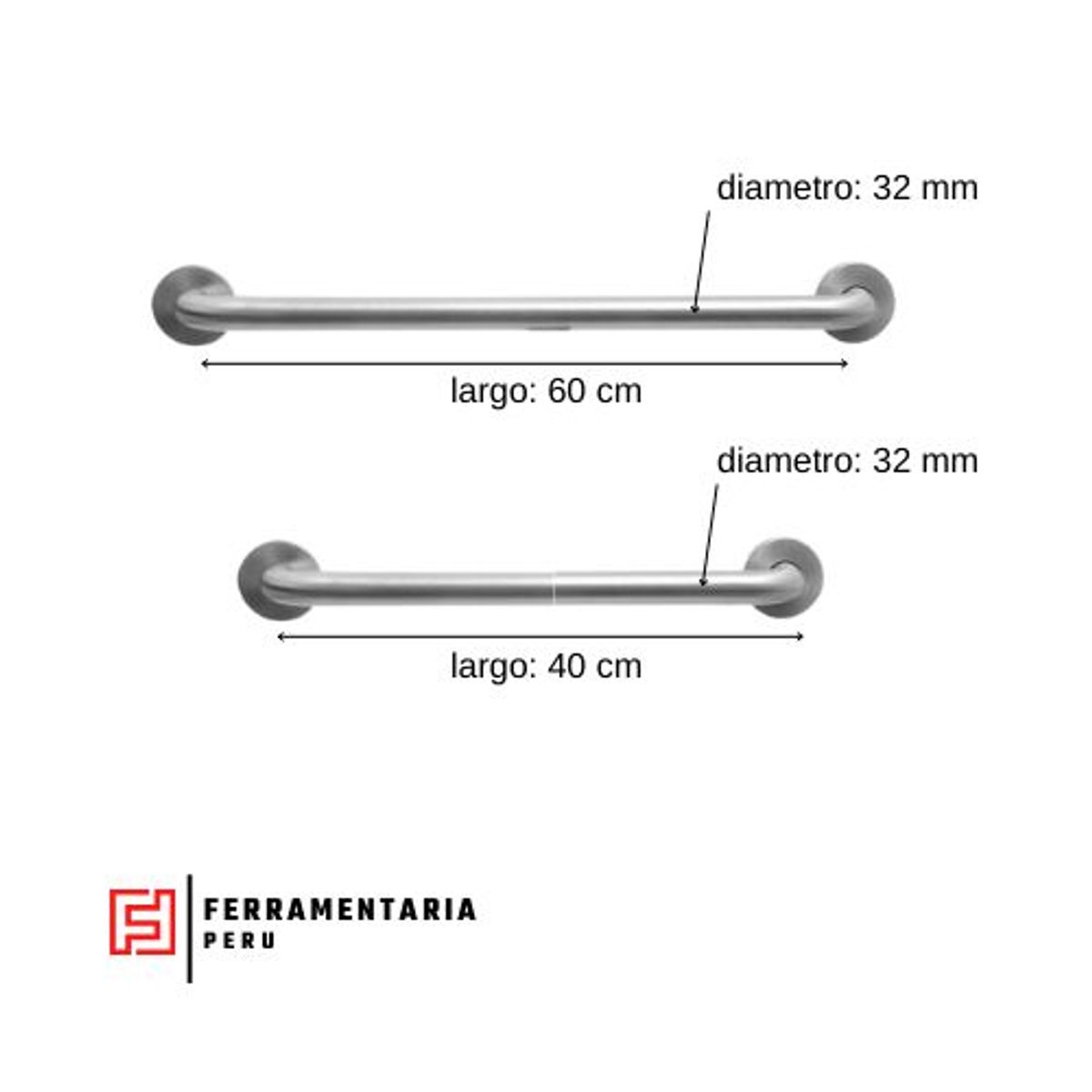 GENERICO - BARRA DE SEGURIDAD 40 cm x 32 mm CALIDAD 304