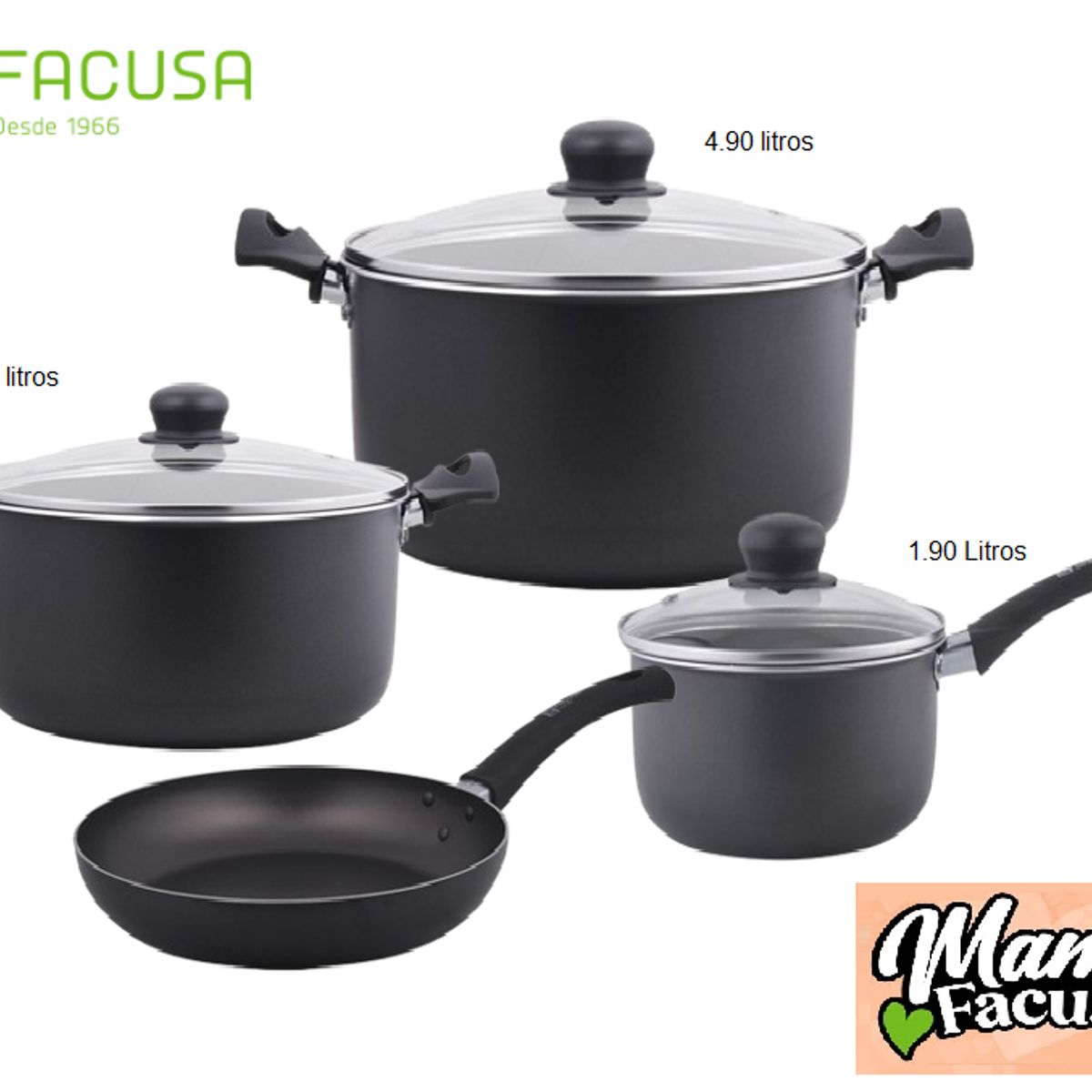 FACUSA - Juego de Ollas Antiadherente 7 Piezas Facusa