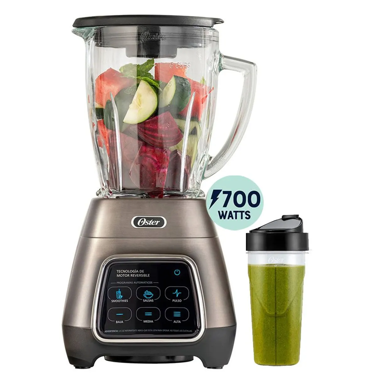 OSTER - Licuadora Oster Tecnología Reversible y vaso Blend-N-Go BLSTPYG1312XBG