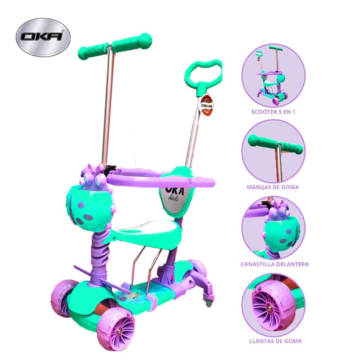 OKA - Scooter Para Niños Mariquita 5 en 1 Mujer Oka