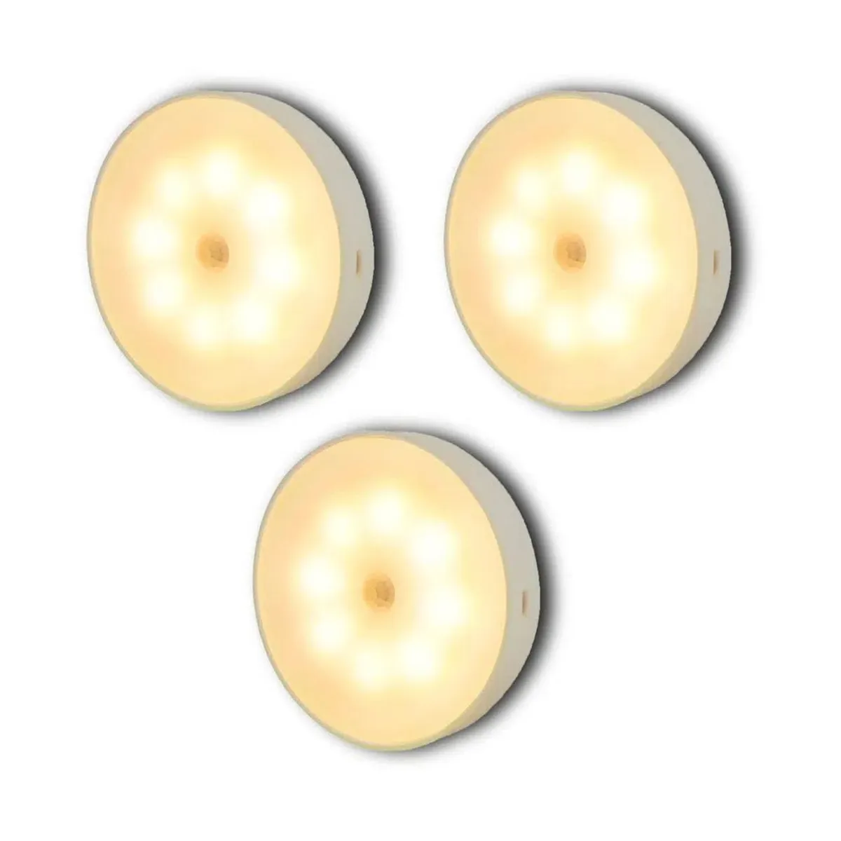 GENERICO - Pack por 03 Foco Luz Led Recargable con Sensor Movimiento