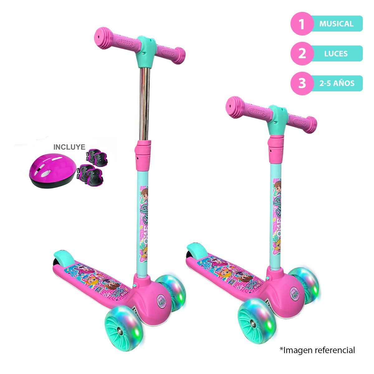 GENERICO - Scooter para niños Kit de Protección 2-6 años Mujer