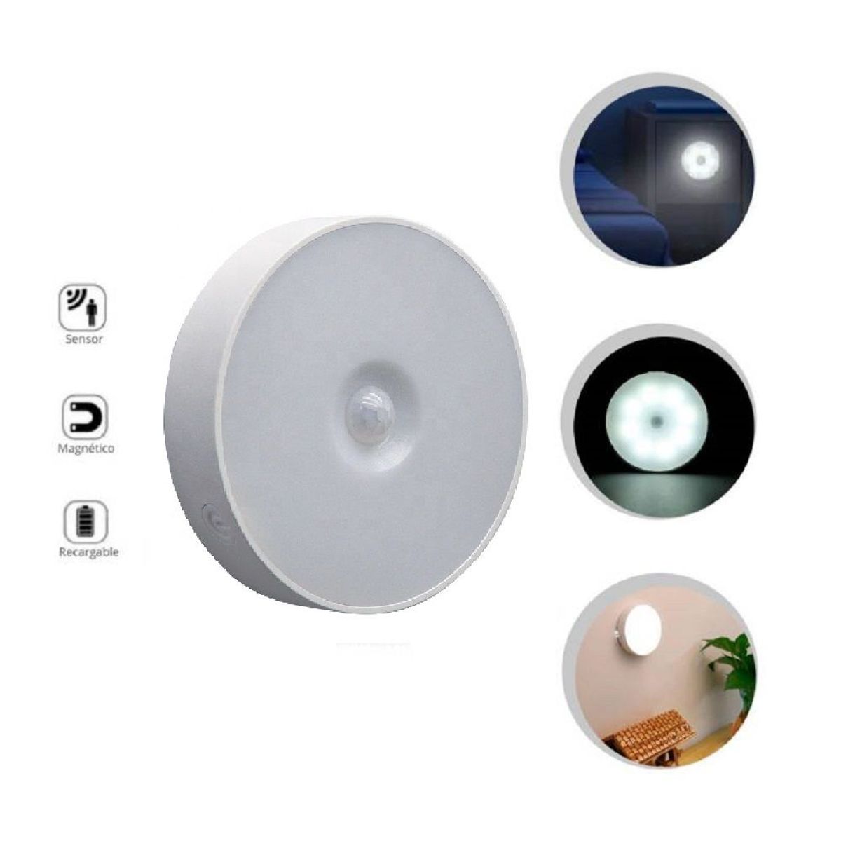 GENERICO - Foco Led con Sensor de Movimiento Recargable USB