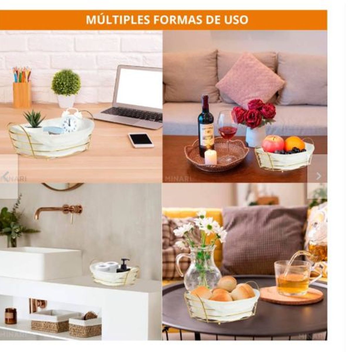 GENERICO - Panera Ovalada Dorada Canasta de Pan Elegante