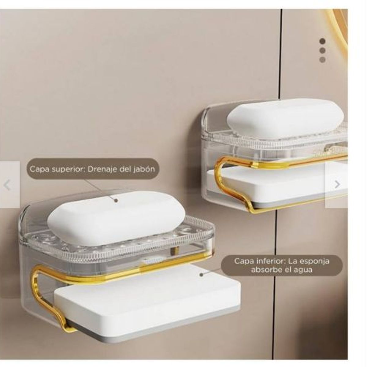 GENERICO - Jabonera Elegante con Escurridor y Esponja Absorbente para Baño