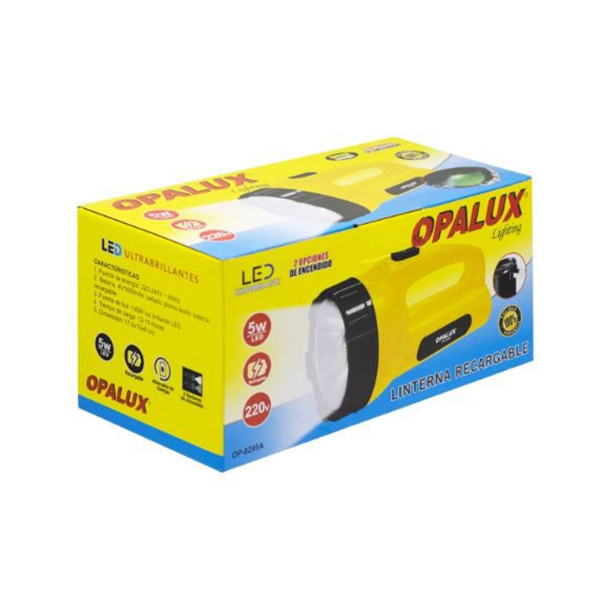 OPALUX - Linterna Portátil Recargable LED 5W OP-8295A OPALUX