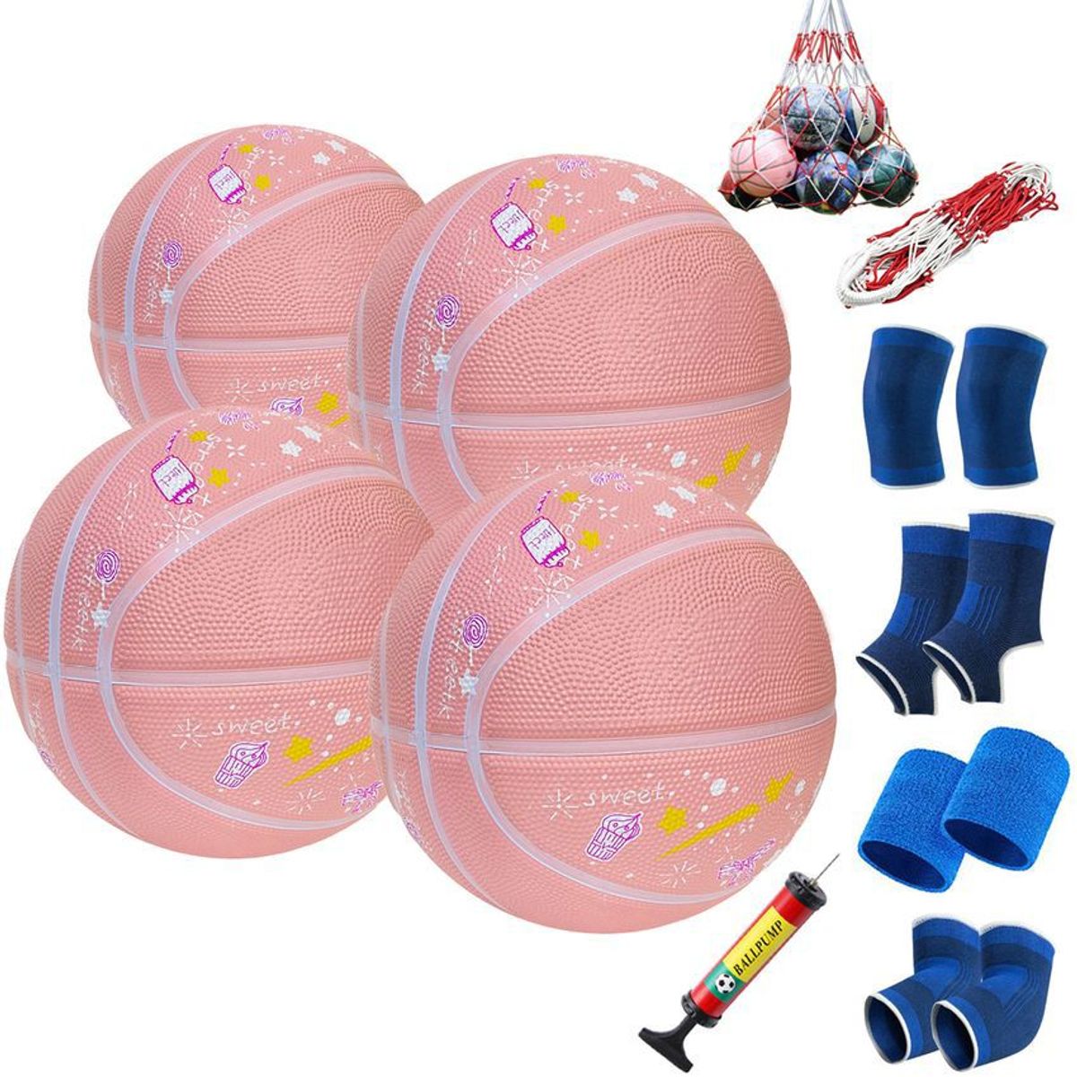 GENERICO - Paquete de 4 Mini pelotas de baloncesto tamaño 3 para niños