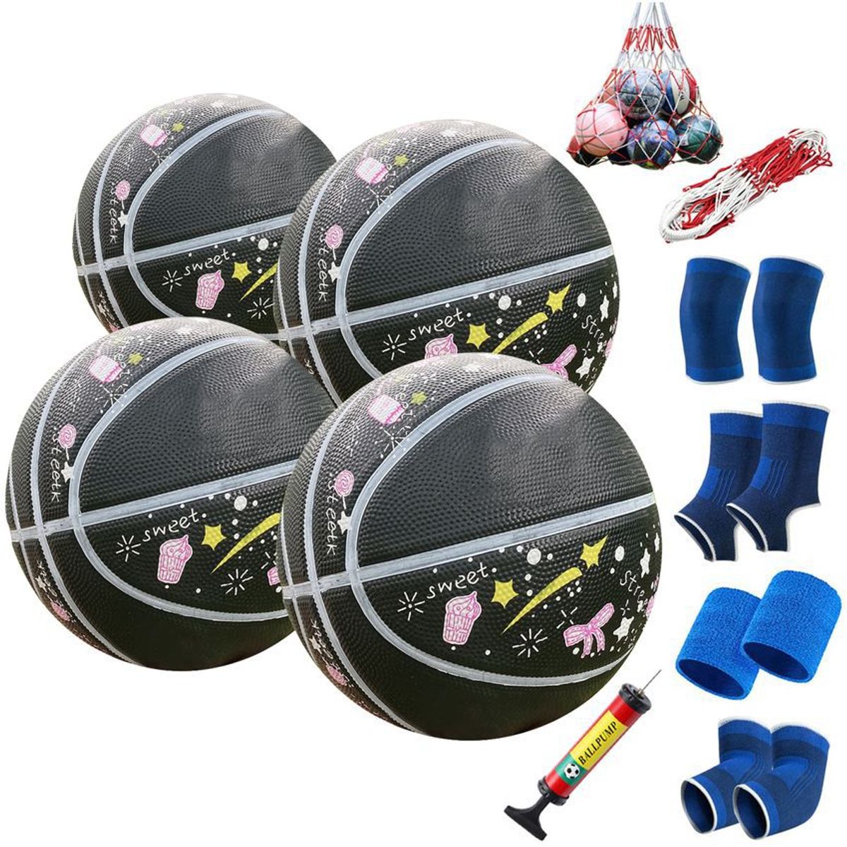 GENERICO - Paquete de 4 Mini pelotas de baloncesto tamaño 3 para niños