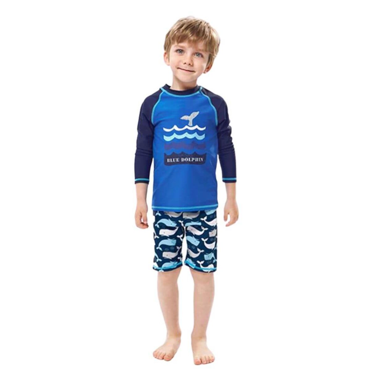 GENERICO - Traje de Baño Niños Natacion UPF 50 Ballena - Tallas 4 hasta 10