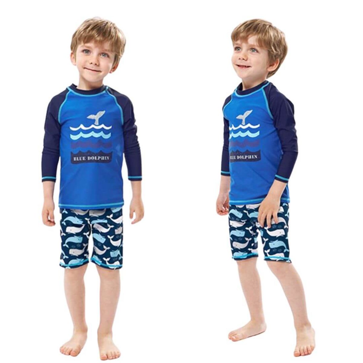 GENERICO - Traje de Baño Niños Natacion UPF 50 Ballena - Tallas 4 hasta 10