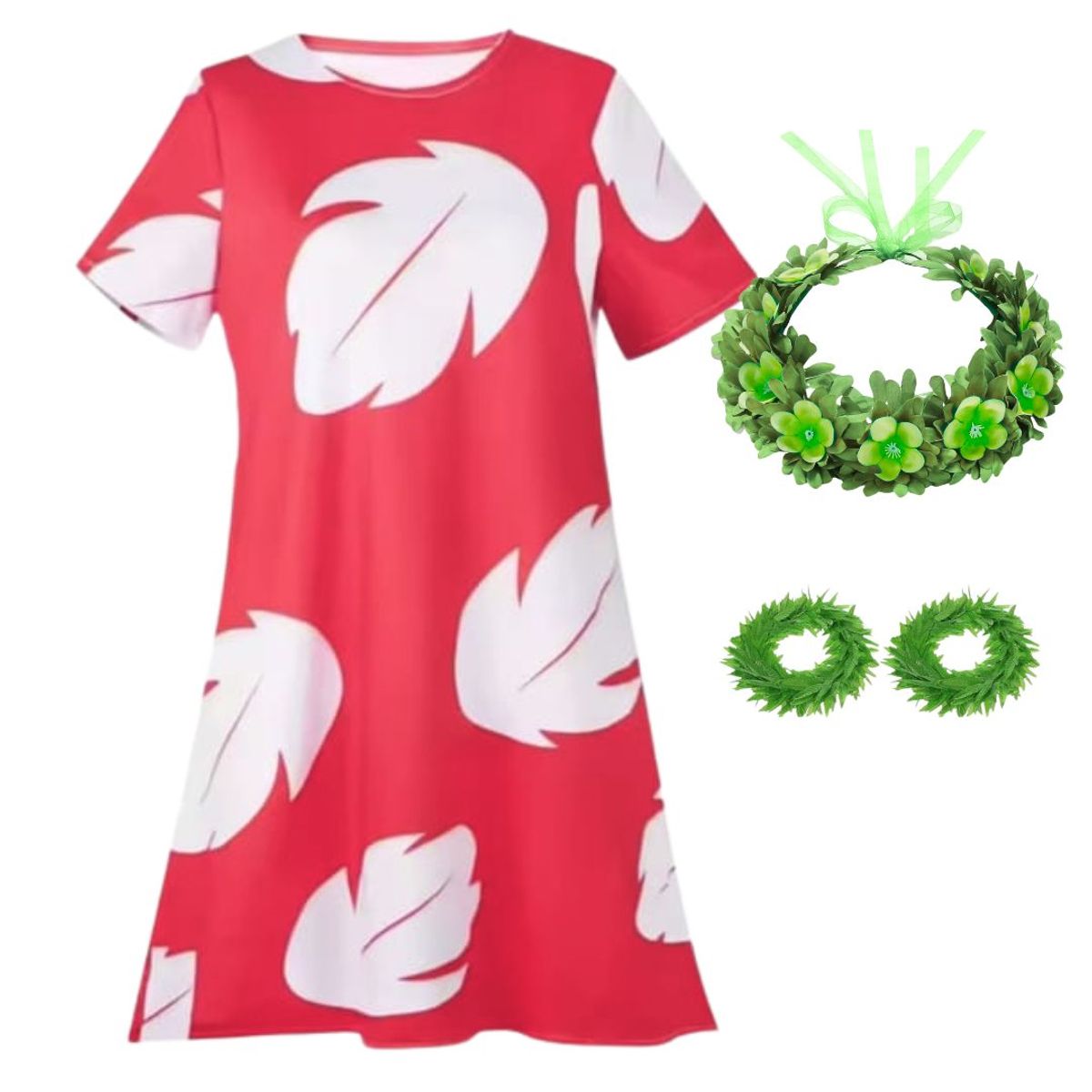GENERICO - Vestido  Lilo Stitch Algodon Rojo Disfraz - Talla desde 4 hasta 16