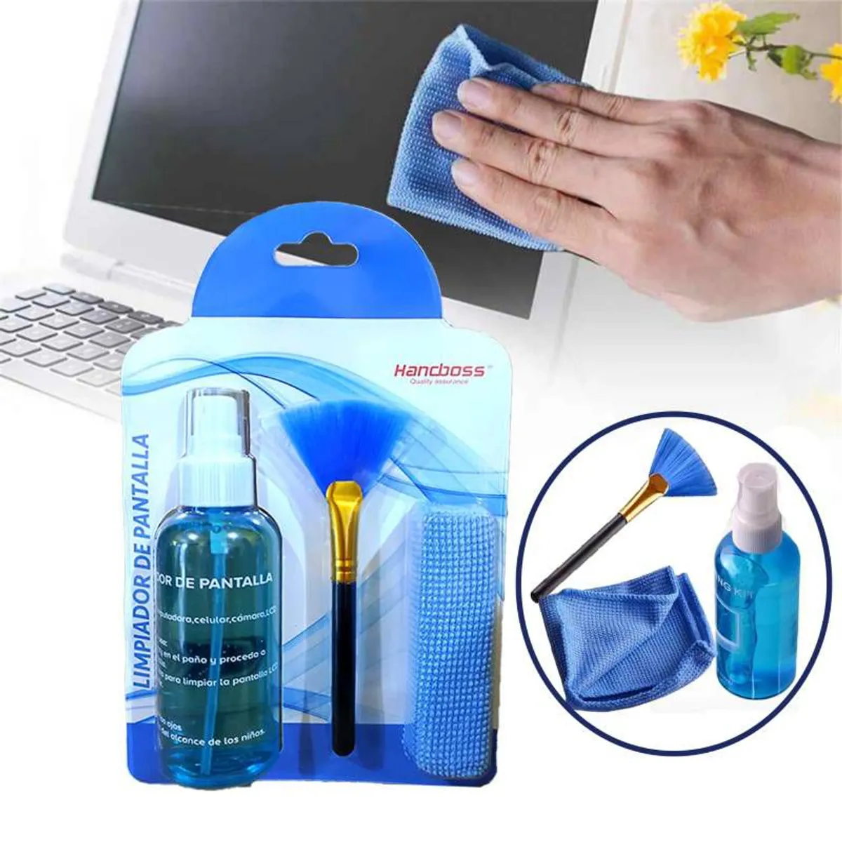 GENERICO - Kit Limpiador de Pantalla de Monitores TV Computadoras 3 en 1
