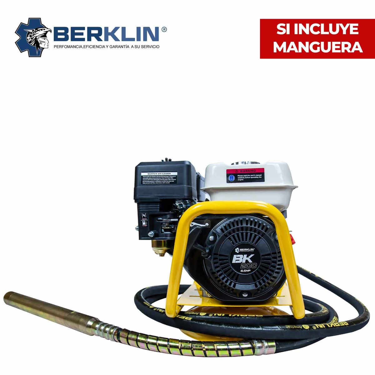 BERKLIN - VIBRADORA DE CONCRETO CON MOTOR BERKLIN 6.5 HP MAS MANGUERA DE 1 1/2