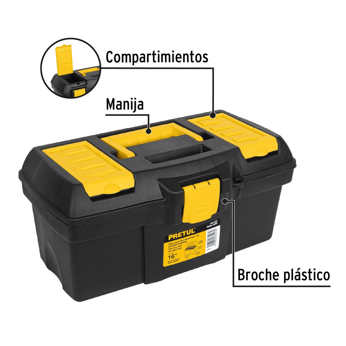PRETUL - Caja para herramienta de 16 con compartimentos pretul