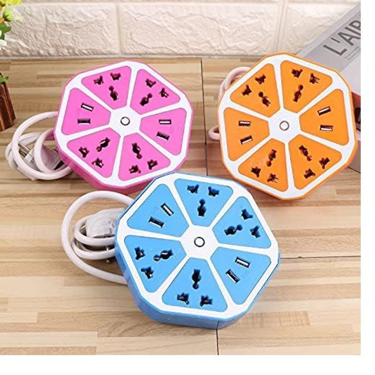 OEM - Enchufe Tomacorriente Extensión Múltiple 4 Tomas + 4 Puertos USB