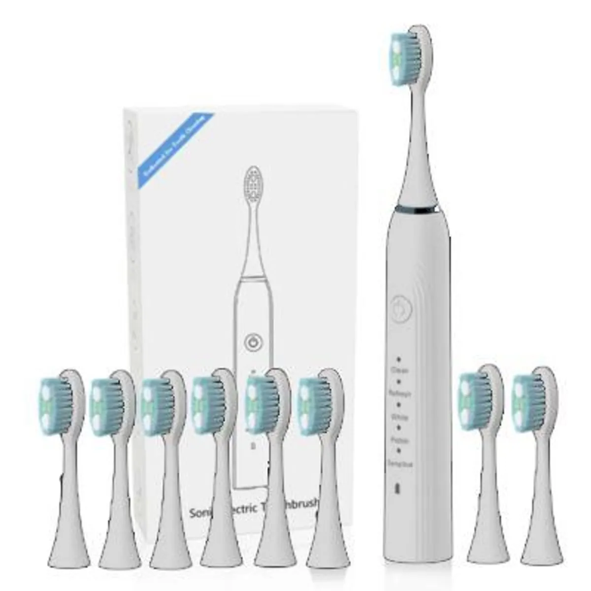 TECH CARE - Cepillo Eléctrico Carga USB Sónico + 8 Cabezales