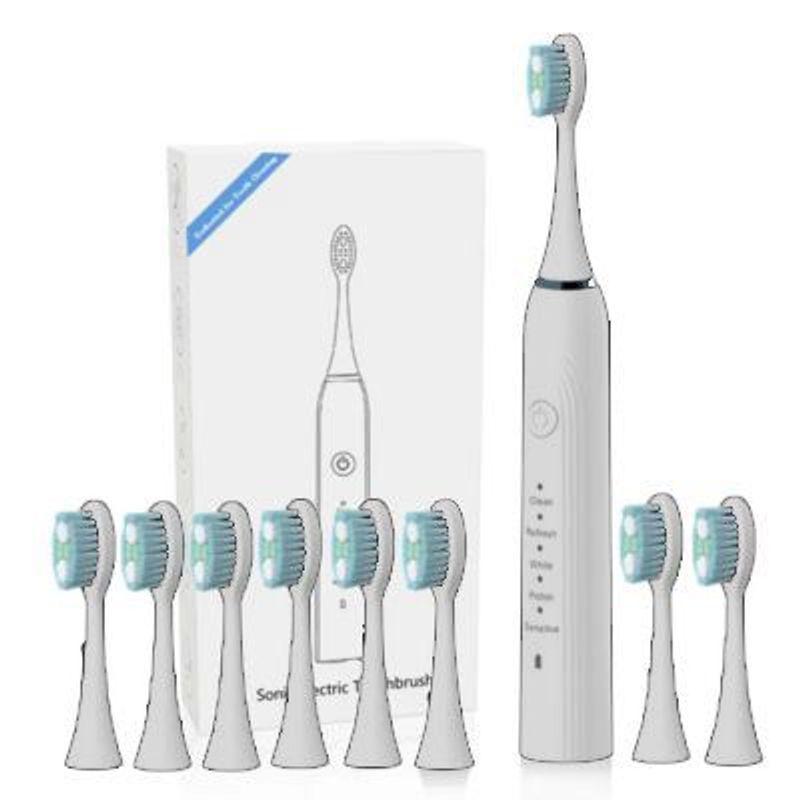 TECH CARE - Cepillo Eléctrico Carga USB Sónico + 8 Cabezales