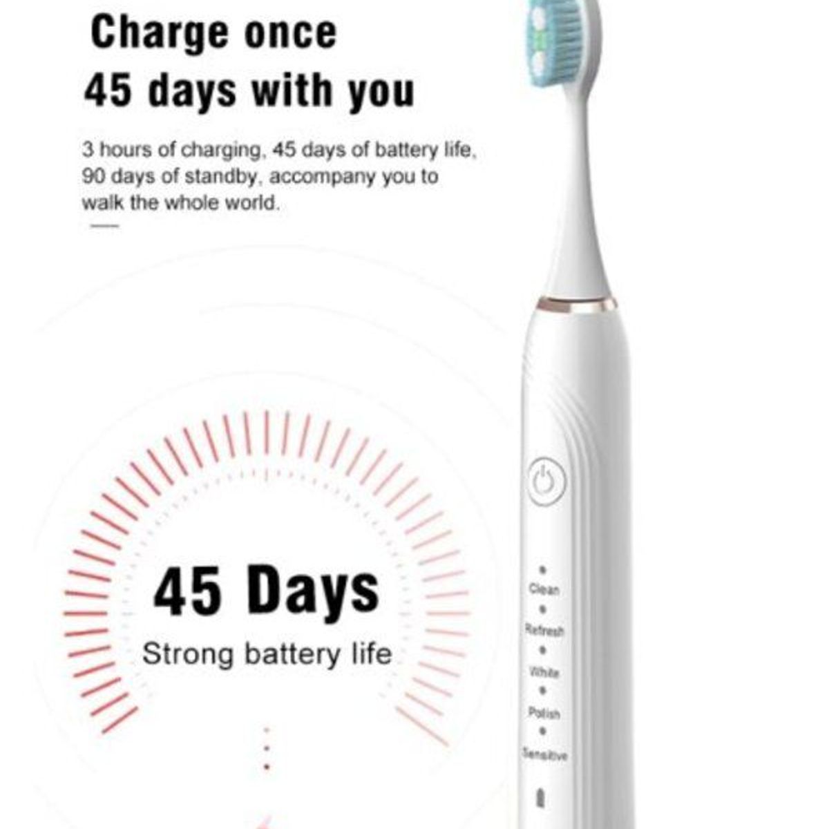 TECH CARE - Cepillo Eléctrico Carga USB Sónico + 8 Cabezales