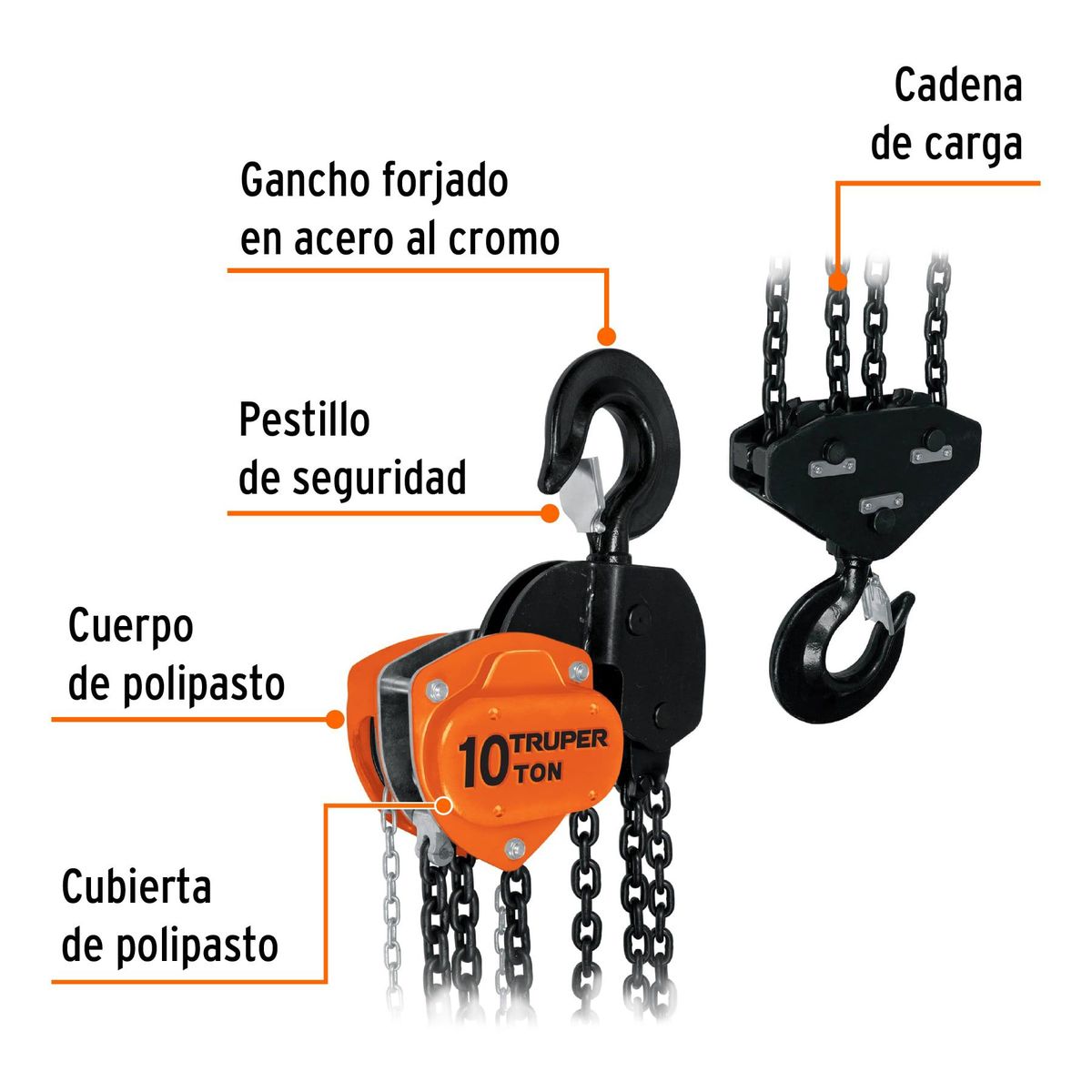 TRUPER - Tecle con cadena de 10 toneladas truper