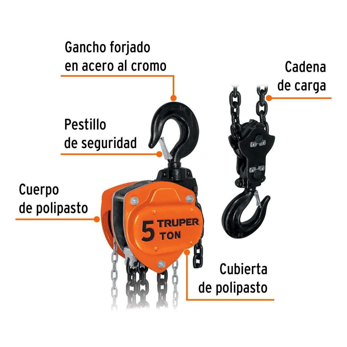 TRUPER - Tecle con cadena de 5 toneladas truper
