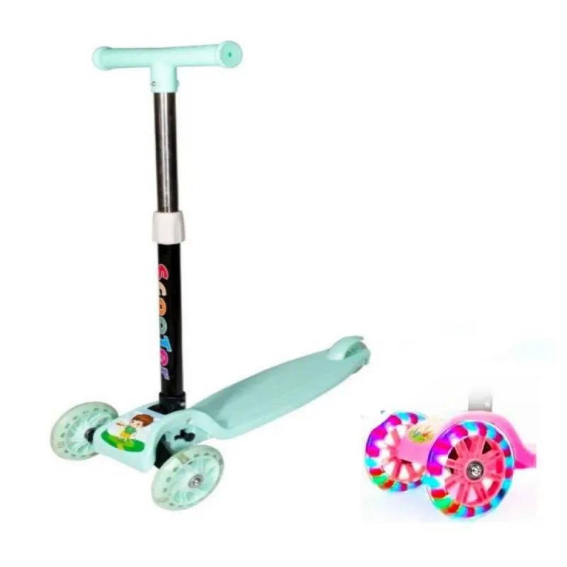GENERICO - Scooter Plegable Para Niños Con Luces Verde