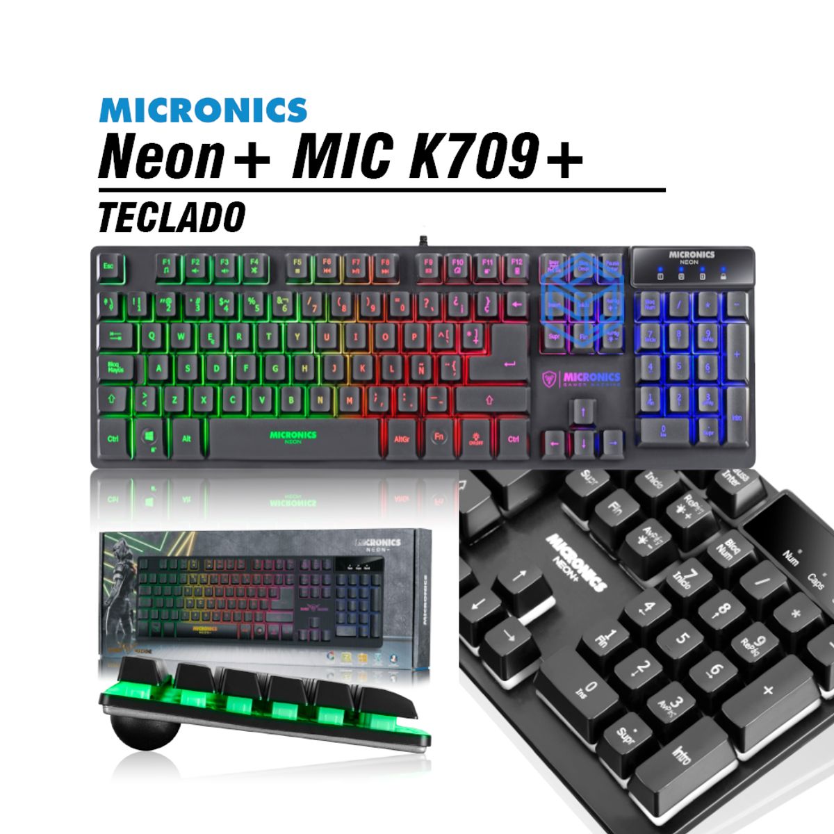 MICRONICS - TECLADO MICRONICS NEON BLACK - MIC 709