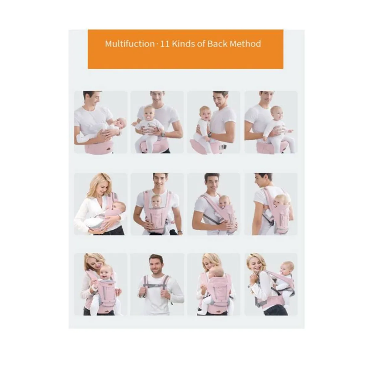 GENERICO - Canguro Para Bebé Ergonómico Ballena 3 en 1 Rosado