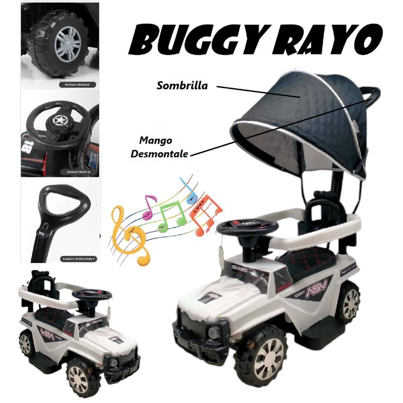 GENERICO - Buggie Rayo Guiador Musical Luces 3 en 1 con Desmontable-BL
