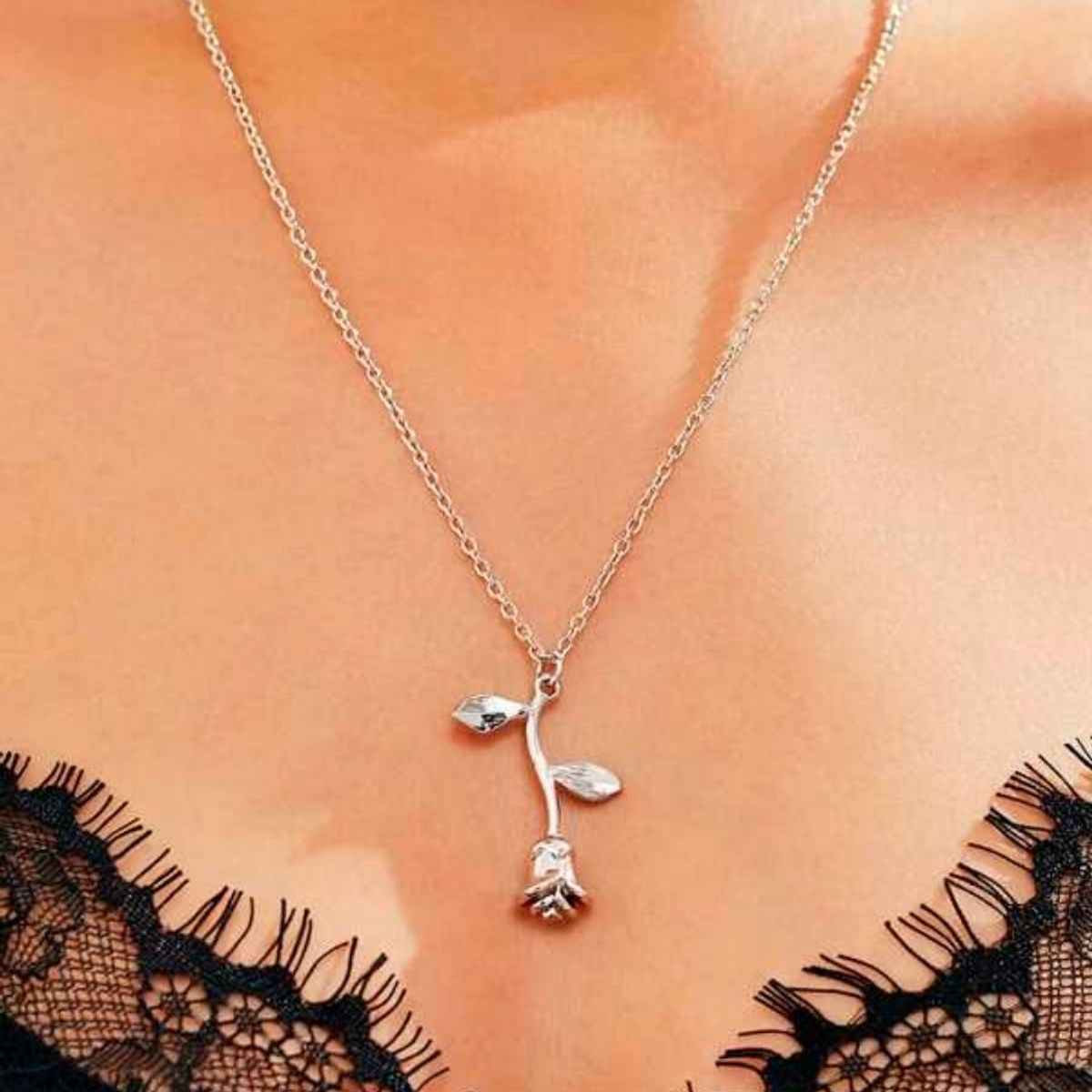 GENERICO - Collar Rosa plata 950 - Musas Vanidosas