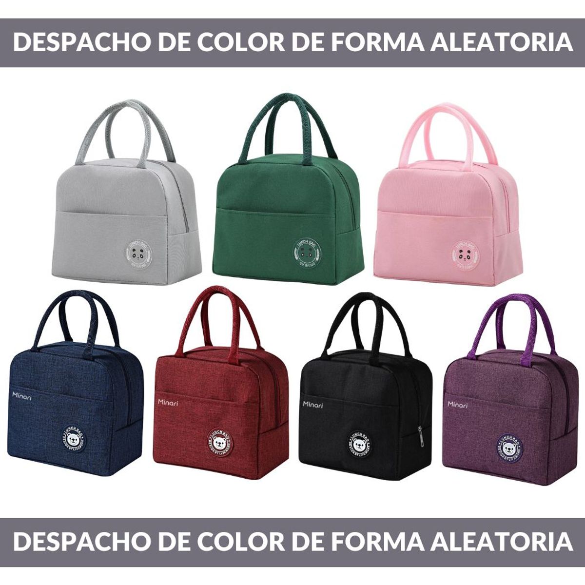 MINARI - Lonchera Térmica Bolsa de Almuerzo Impermeable V3 - Color aleatorio