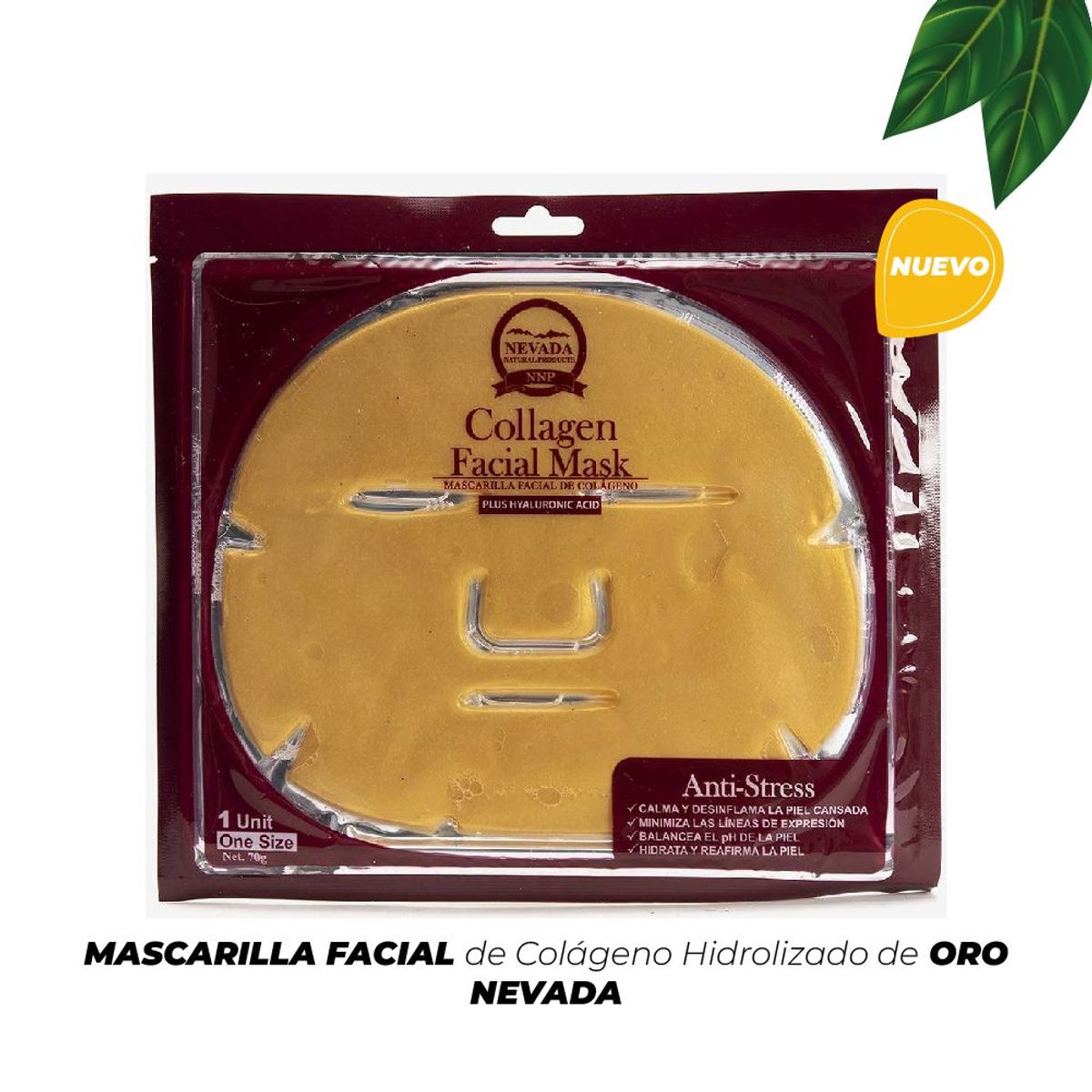 NEVADA NATURAL PRODUCTS - MASCARILLA FACIAL DE COLÁGENO HIDROLIZADO ORO NEVADA