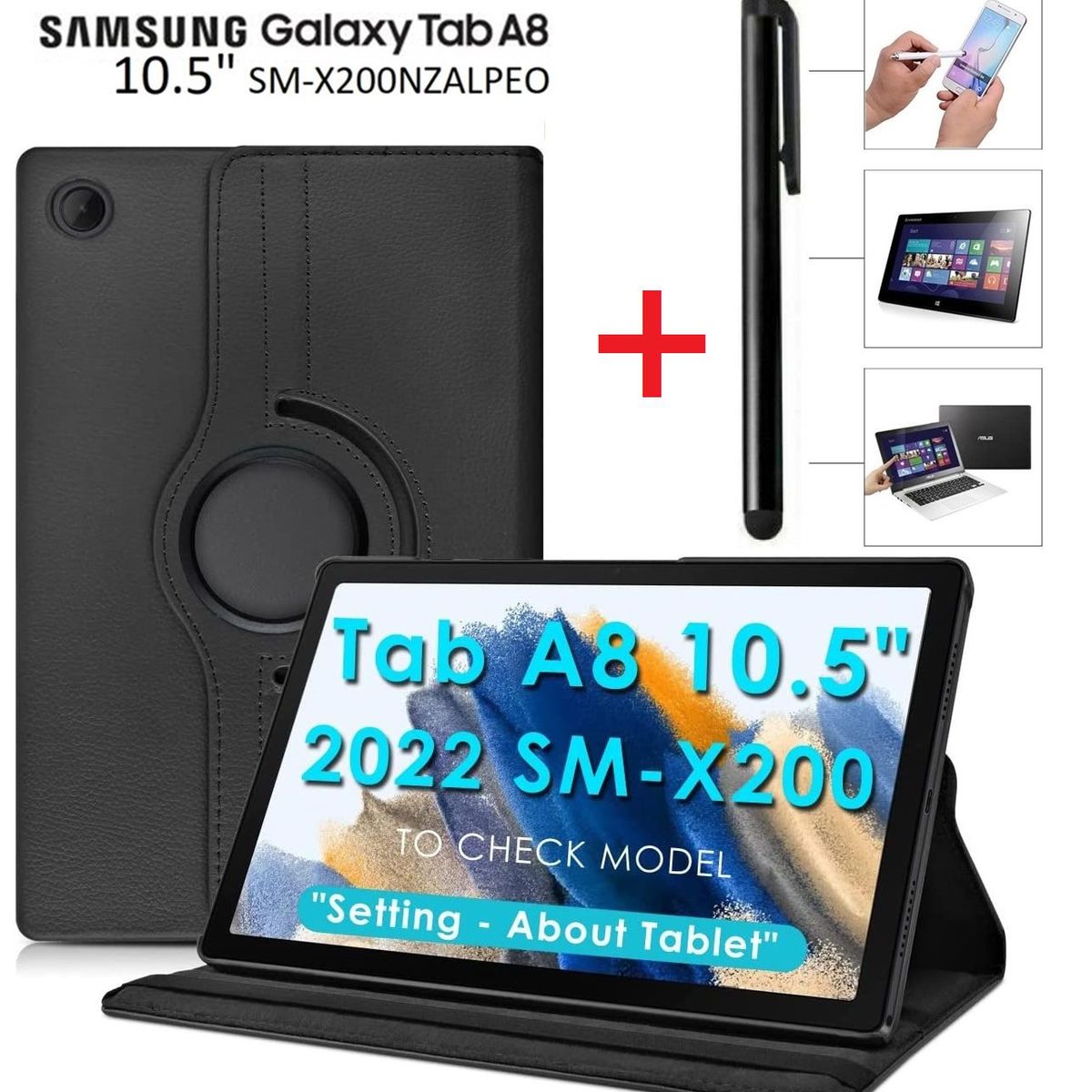 GENERICO - Funda Flip Cover + Lapiz Optico para Samsung Tab A8 105 SM-X200 Case