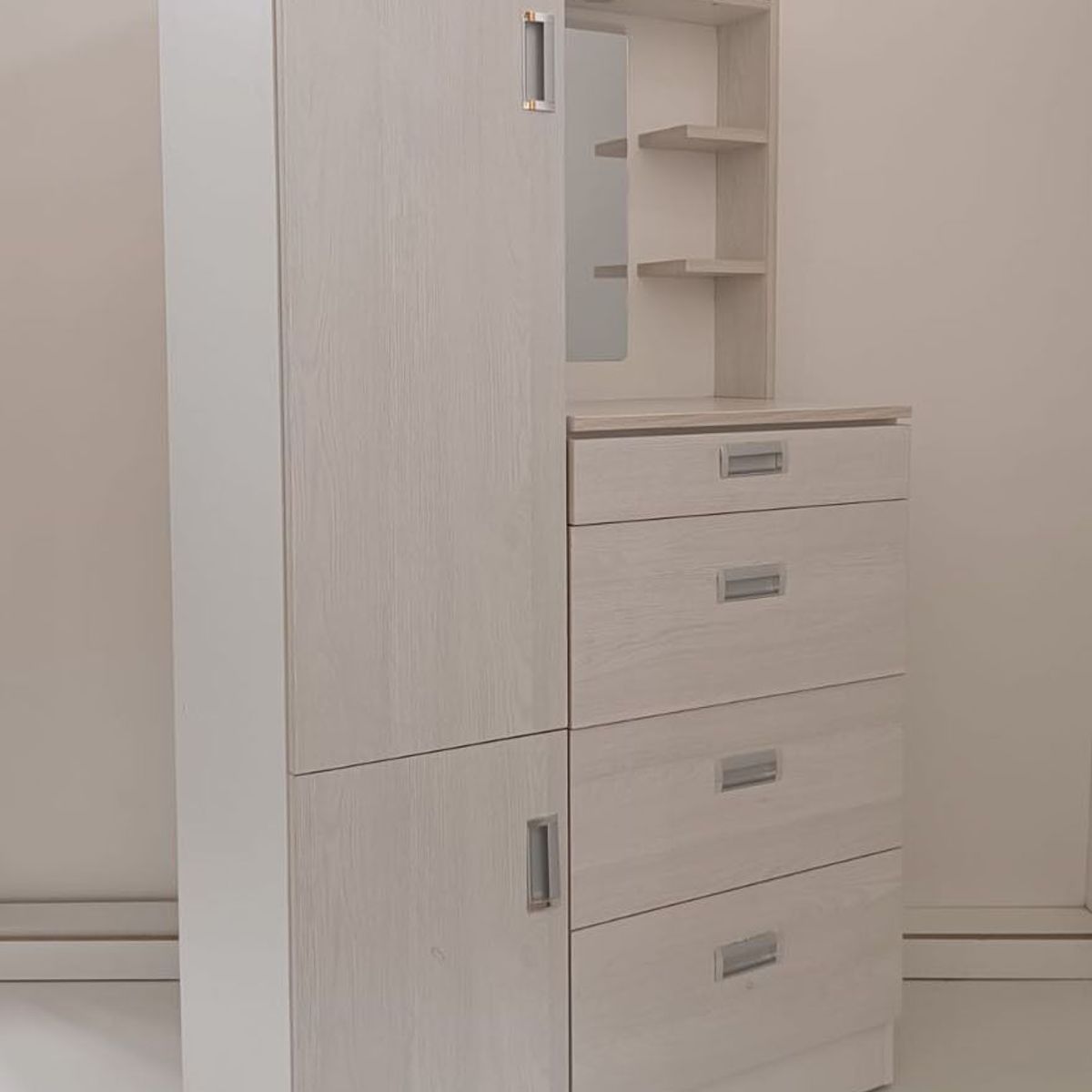 GENERICO - COMODA CON ESPEJO DE 90CM COLOR NEBLINA