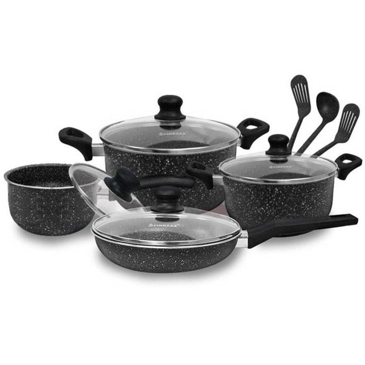 FINEZZA - Juego de Ollas Antiadherente 11PZAS FZ-X1705M Negro