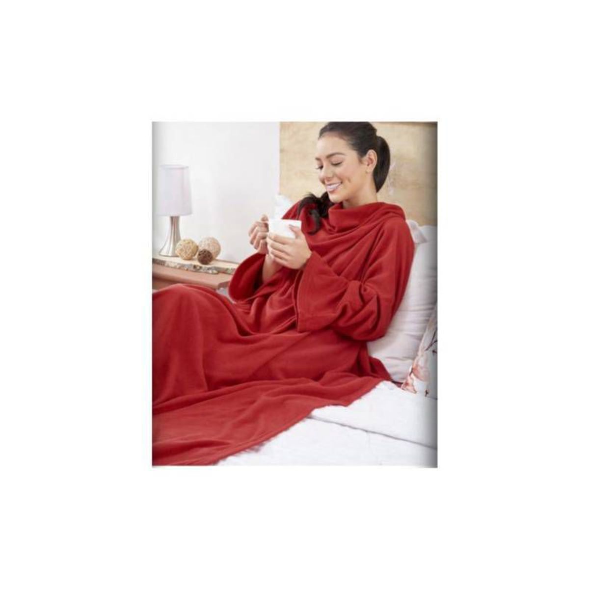 GENERICO - Manta polar con mangas talla adulto quita frío - rojo