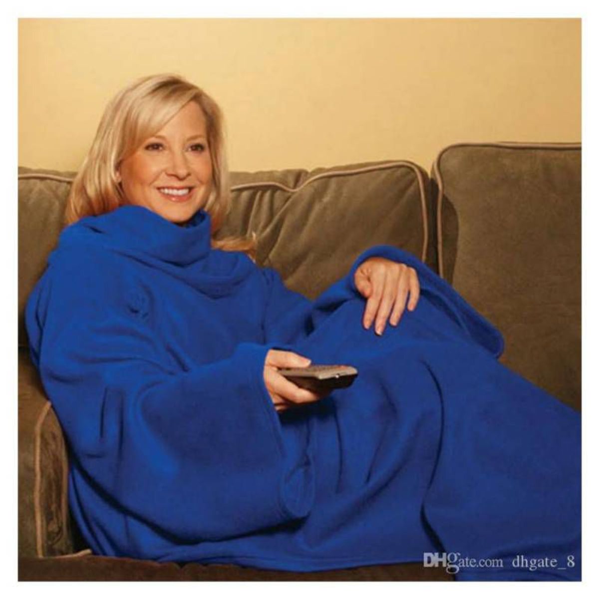 GENERICO - Manta polar con mangas talla adulto quita frío - azul