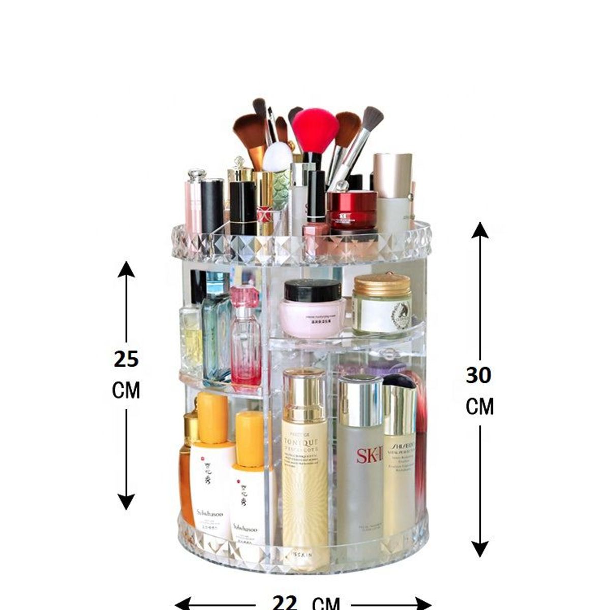 GENERICO - Organizador de Maquillaje Acrílico Giratorio 360 grados